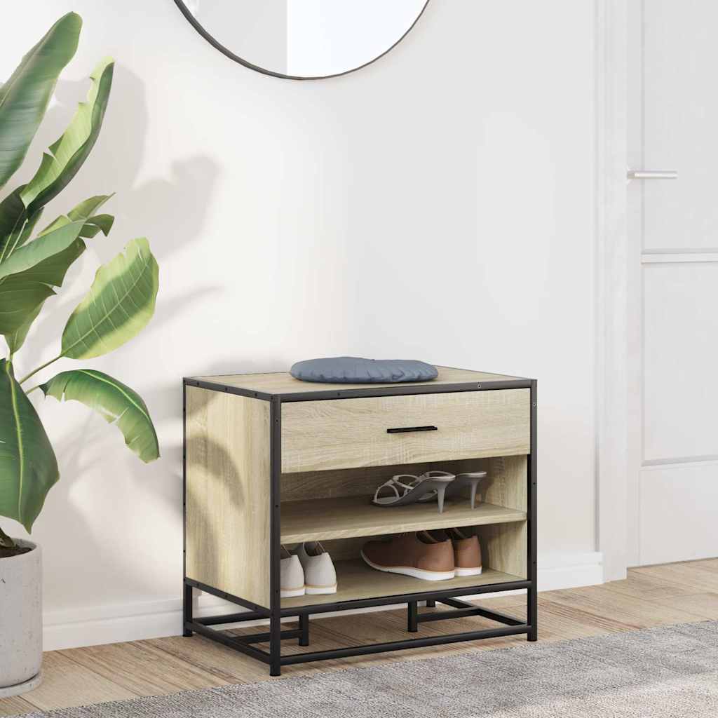vidaXL Ławka na buty Sonoma Oak 60x40x53,5 cm Drewno klejone i metal