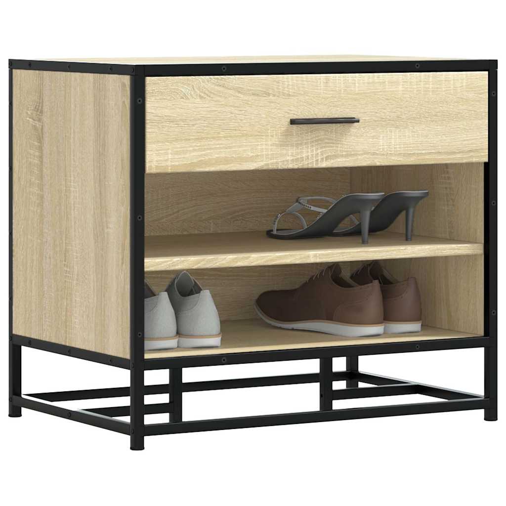 vidaXL Ławka na buty Sonoma Oak 60x40x53,5 cm Drewno klejone i metal
