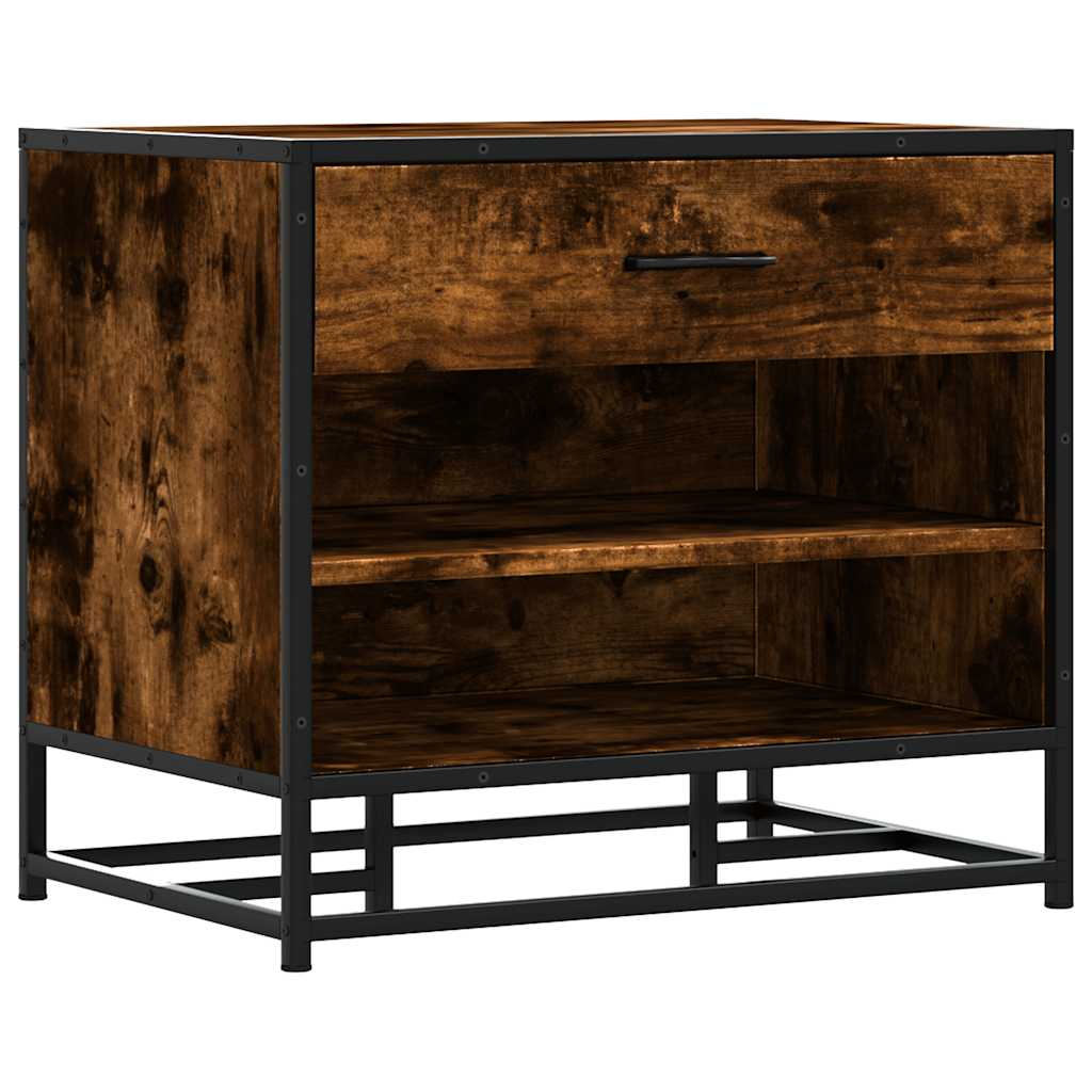 vidaXL Ławka na buty Dąb wędzony 60x40x53,5 cm Drewno klejone i metal