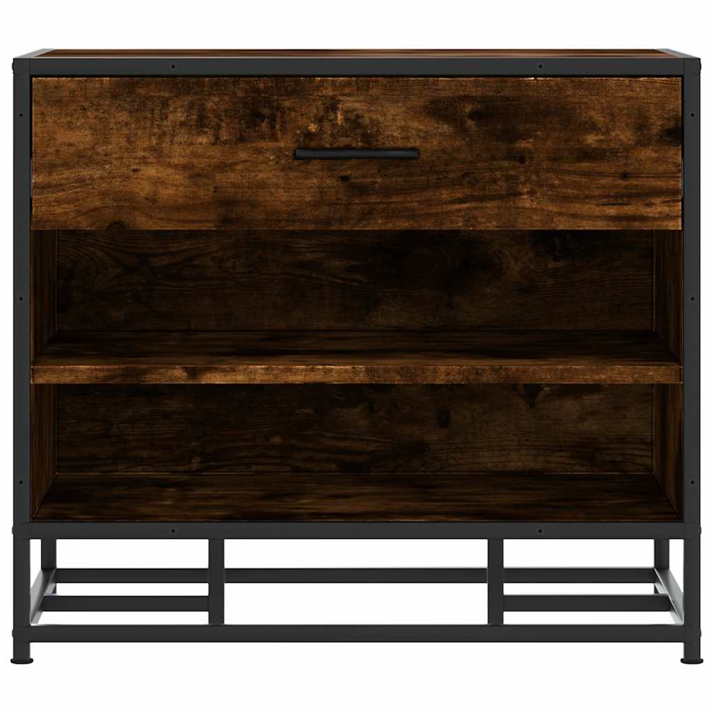 vidaXL Ławka na buty Dąb wędzony 60x40x53,5 cm Drewno klejone i metal