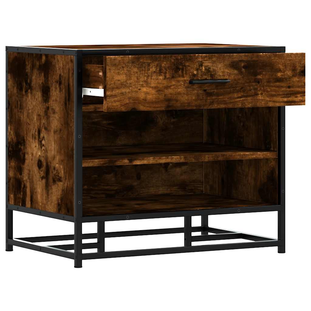 vidaXL Ławka na buty Dąb wędzony 60x40x53,5 cm Drewno klejone i metal