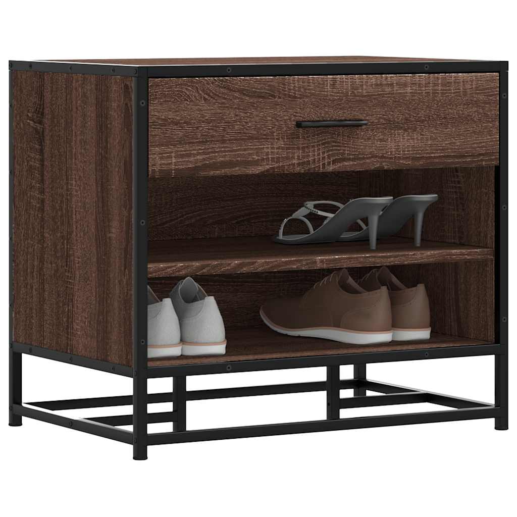 vidaXL Ławka na buty Brązowy Dąb 60x40x53,5 cm Drewno i metal