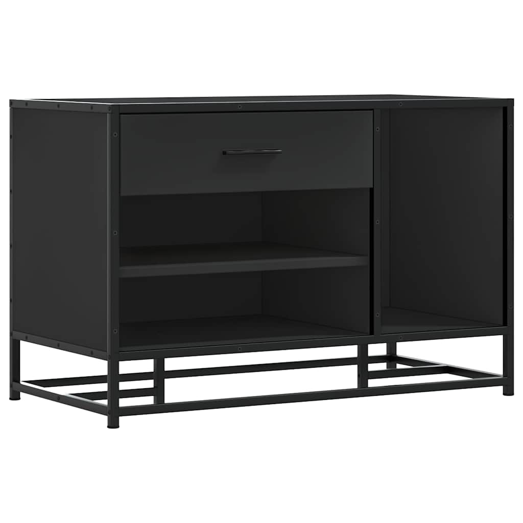 vidaXL Ławka na buty Czarna 80x40x53,5 cm Drewno i metal