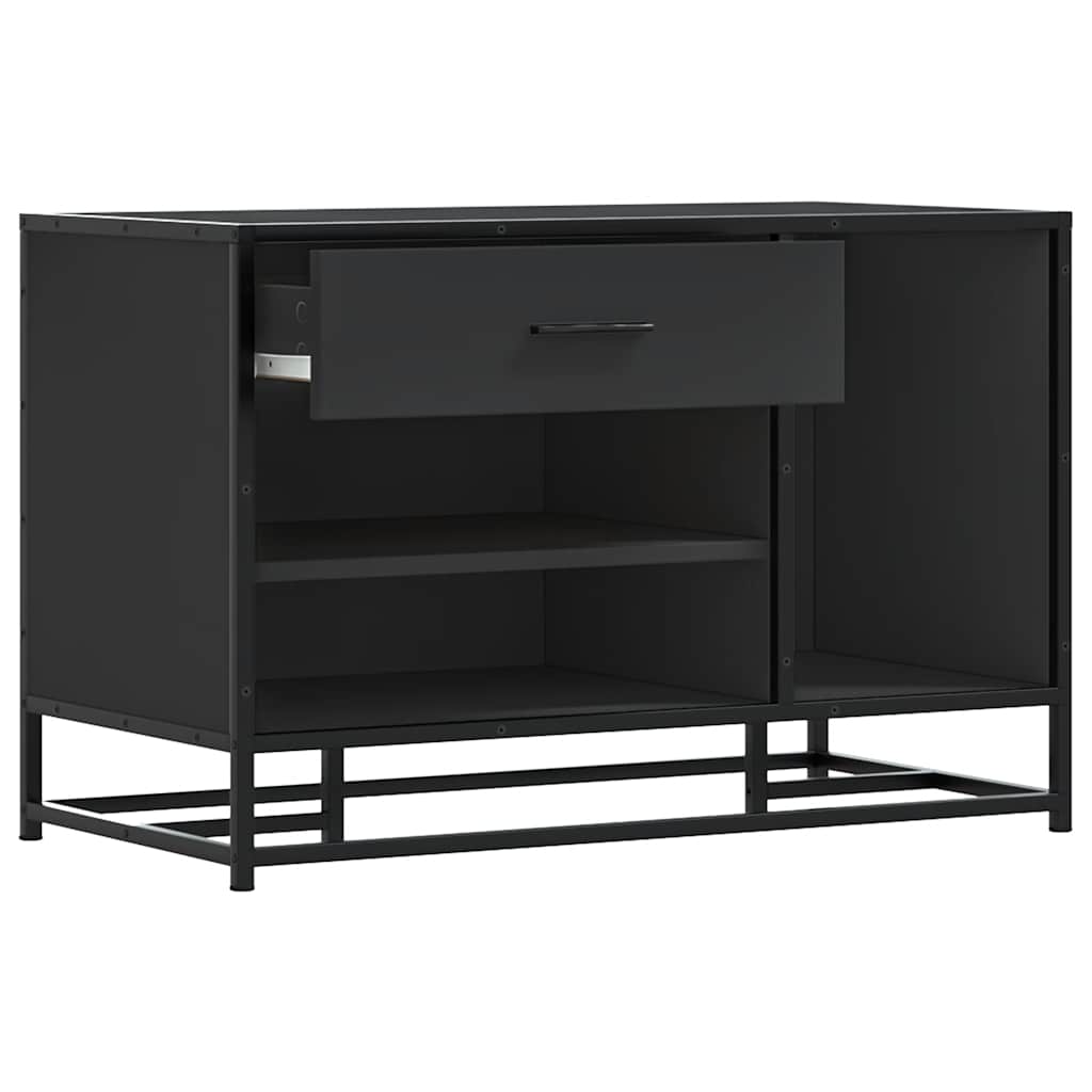 vidaXL Ławka na buty Czarna 80x40x53,5 cm Drewno i metal