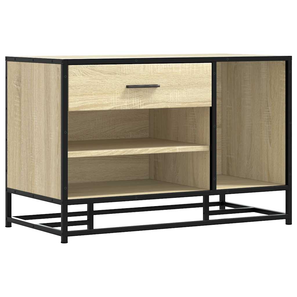 vidaXL Ławka na buty Sonoma Oak 80x40x53,5 cm Drewno klejone i metal