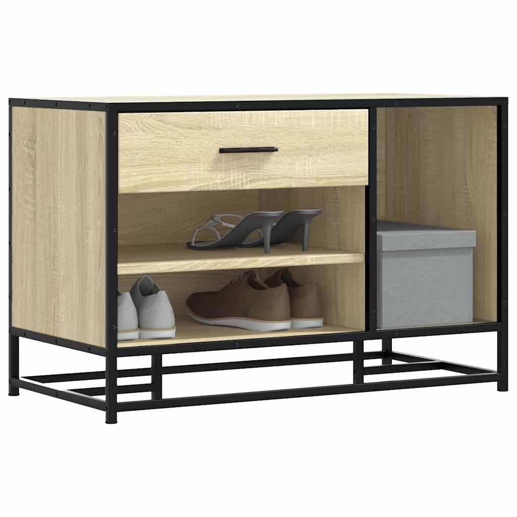 vidaXL Ławka na buty Sonoma Oak 80x40x53,5 cm Drewno klejone i metal