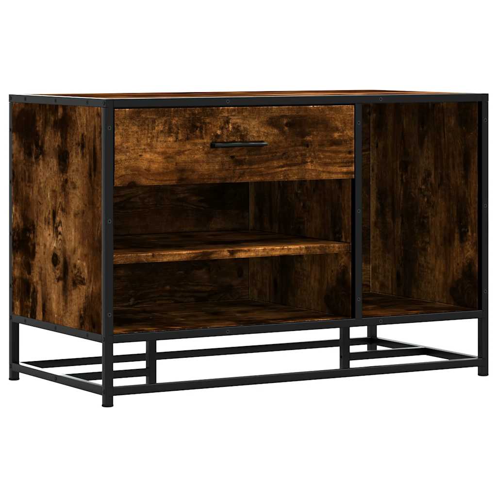 vidaXL Ławka na buty Dąb wędzony 80x40x53,5 cm Drewno klejone i metal