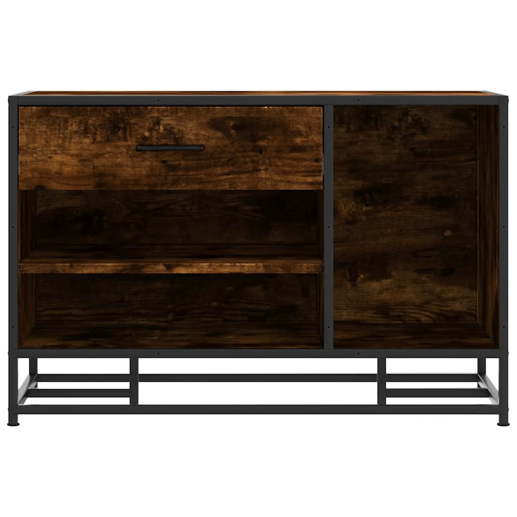vidaXL Ławka na buty Dąb wędzony 80x40x53,5 cm Drewno klejone i metal