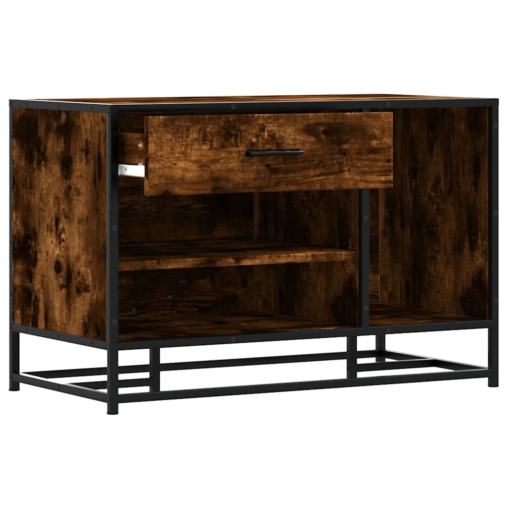 vidaXL Ławka na buty Dąb wędzony 80x40x53,5 cm Drewno klejone i metal