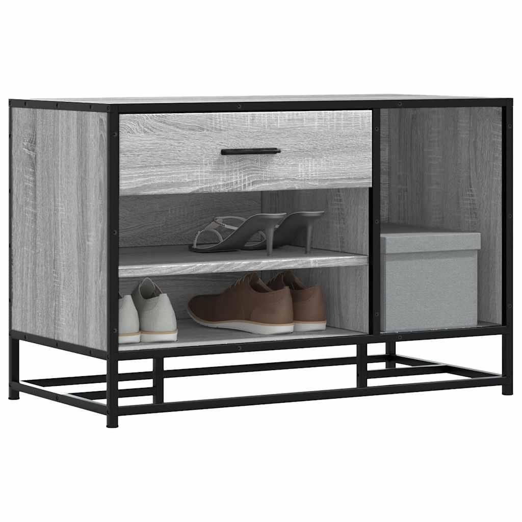 vidaXL Ławka na buty Szara Sonoma 80x40x53,5 cm Drewno i metal