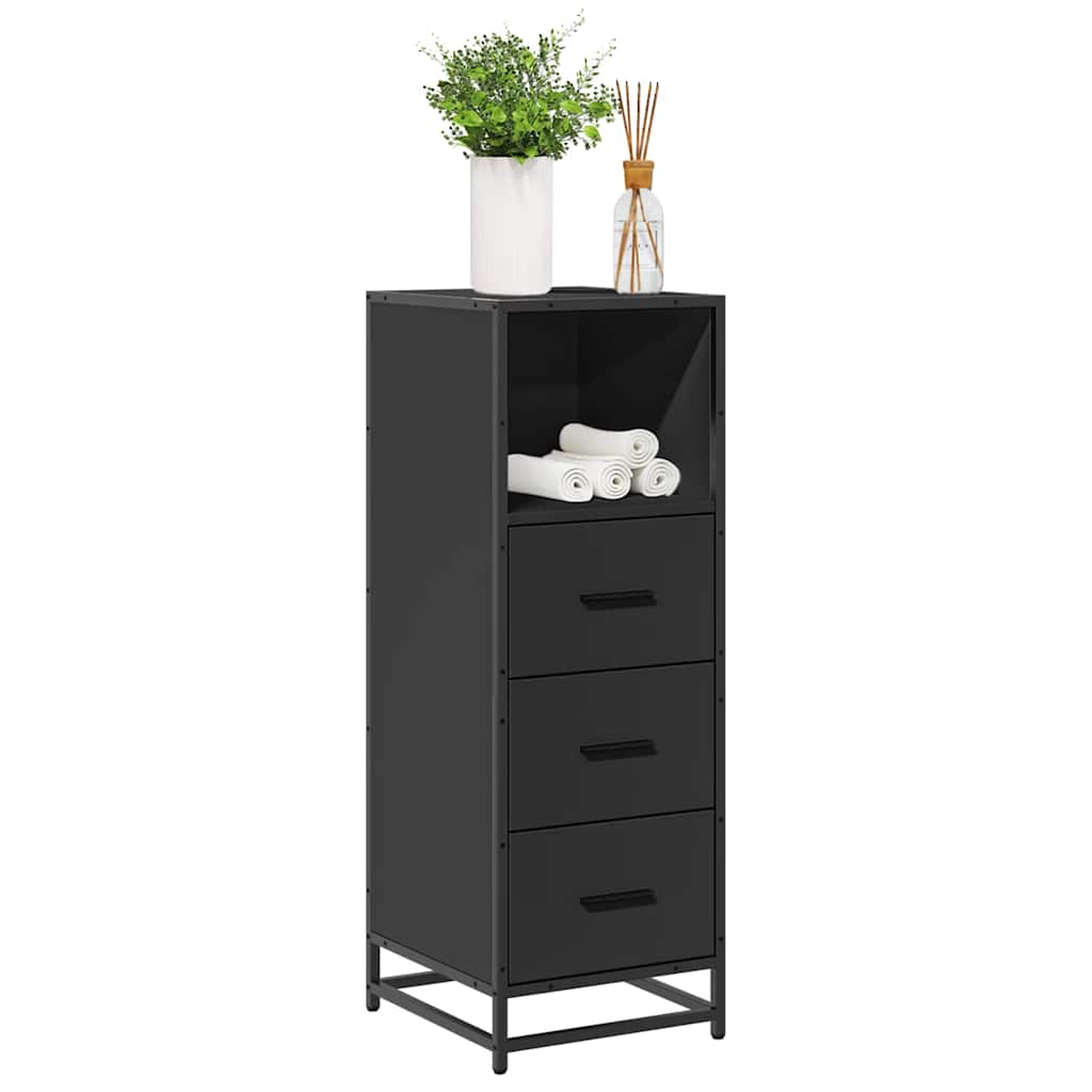vidaXL Szafka łazienkowa, czarna 35x37,5x100cm materiał drewnopochodny