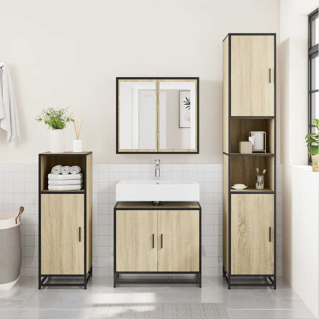 vidaXL Szafka pod umywalkę łazienkową Sonoma Oak 65x33x60 cm Drewno klejone