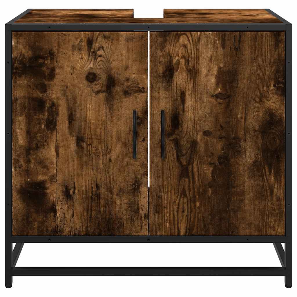 vidaXL Szafka pod umywalkę, przydymiony dąb, 65x33x60 cm