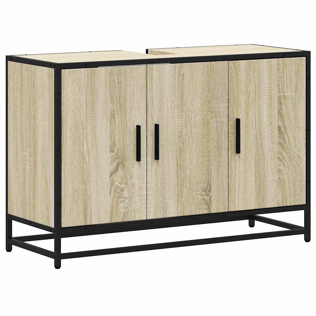 vidaXL Szafka pod umywalkę łazienkową Sonoma Oak 90x33x60 cm Drewno klejone