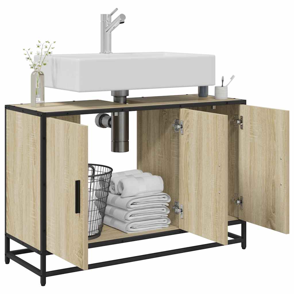 vidaXL Szafka pod umywalkę łazienkową Sonoma Oak 90x33x60 cm Drewno klejone