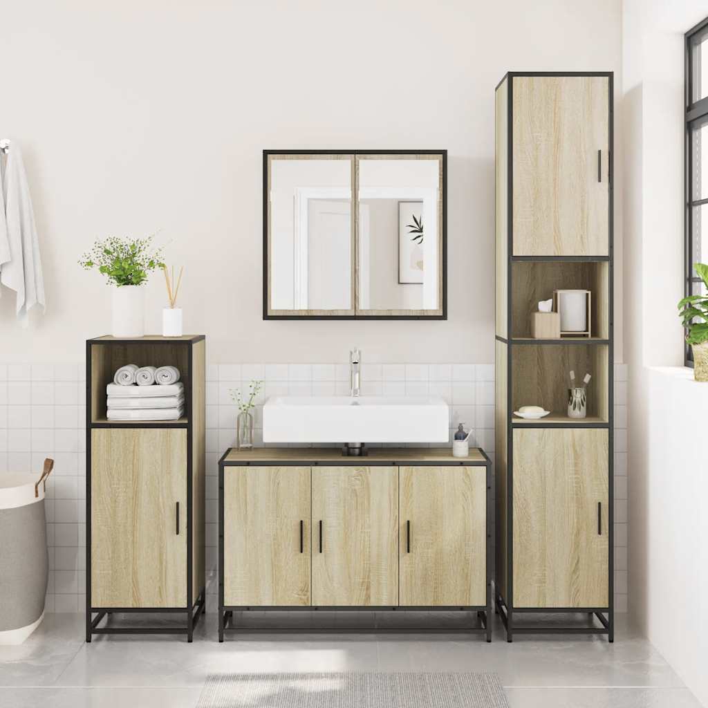 vidaXL Szafka pod umywalkę łazienkową Sonoma Oak 90x33x60 cm Drewno klejone