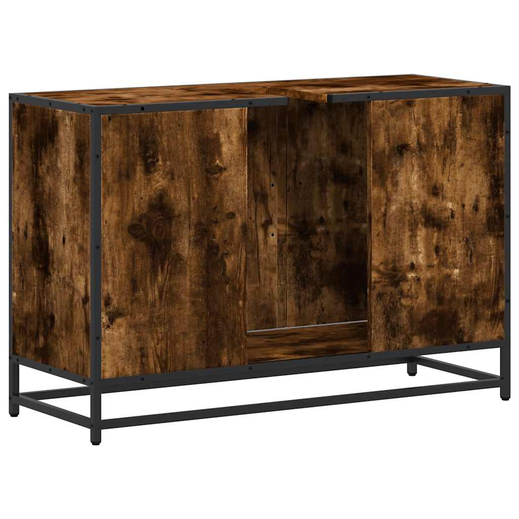 vidaXL Szafka pod umywalkę, przydymiony dąb, 90x33x60 cm
