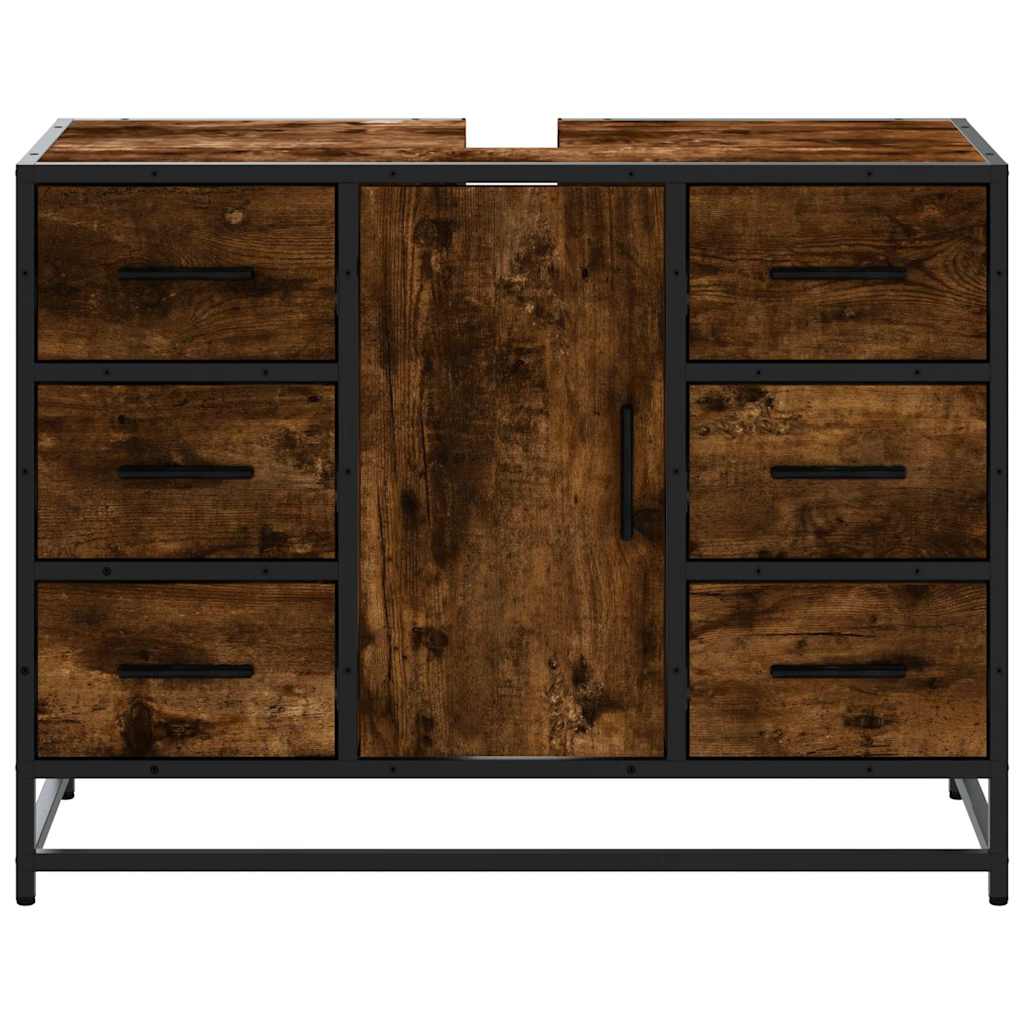 vidaXL Szafka pod umywalkę przydymiony dąb, 80x33x60 cm