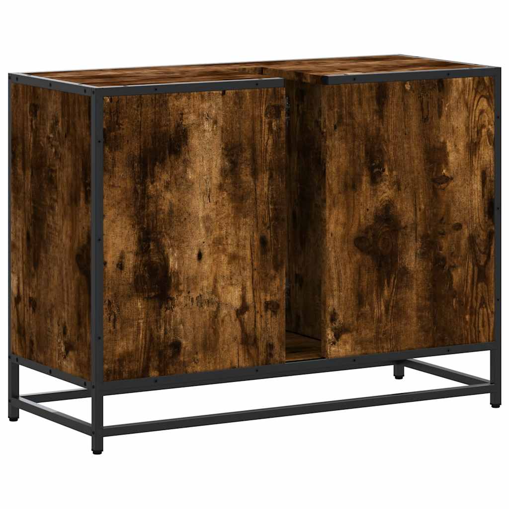 vidaXL Szafka pod umywalkę przydymiony dąb, 80x33x60 cm