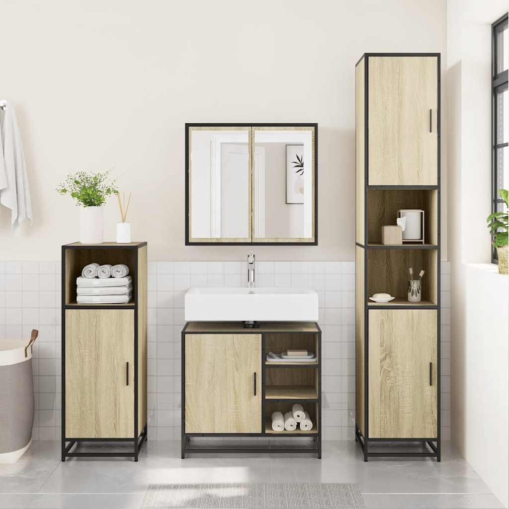 vidaXL Szafka pod umywalkę łazienkową Sonoma Oak 65x33x60 cm Drewno klejone