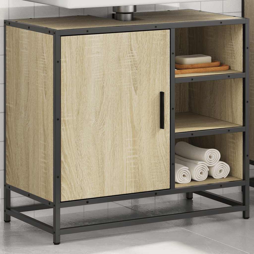 vidaXL Szafka pod umywalkę łazienkową Sonoma Oak 65x33x60 cm Drewno klejone