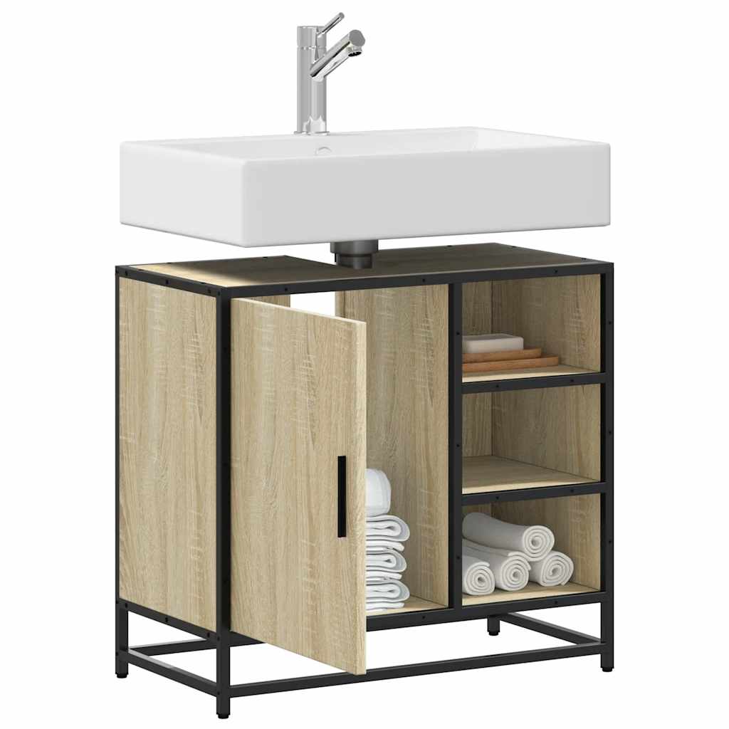 vidaXL Szafka pod umywalkę łazienkową Sonoma Oak 65x33x60 cm Drewno klejone