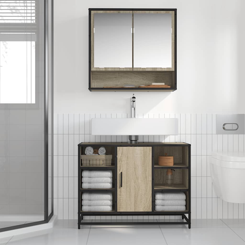 vidaXL Szafka pod umywalkę łazienkową Sonoma Oak 80x33x60 cm Drewno klejone