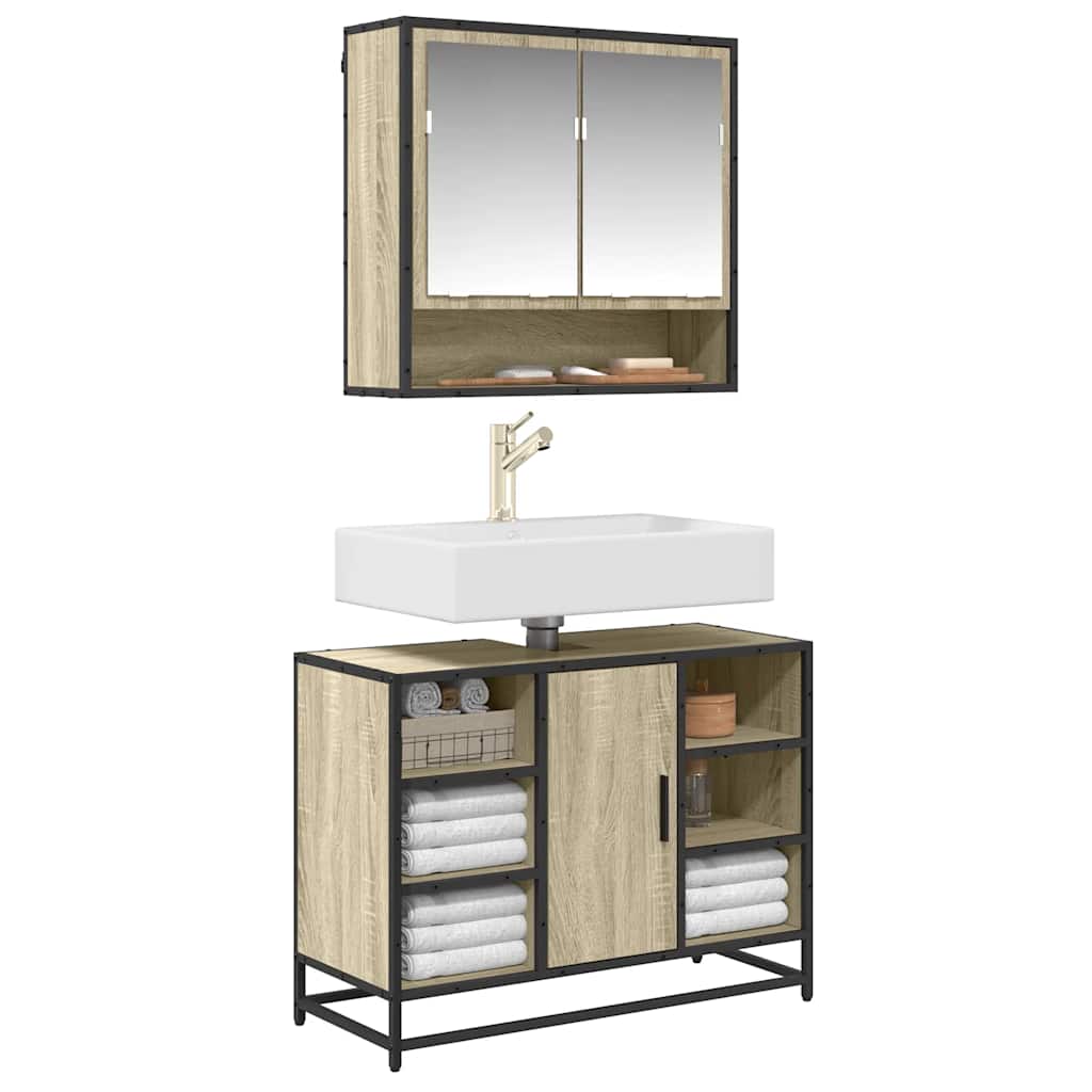 vidaXL Szafka pod umywalkę łazienkową Sonoma Oak 80x33x60 cm Drewno klejone