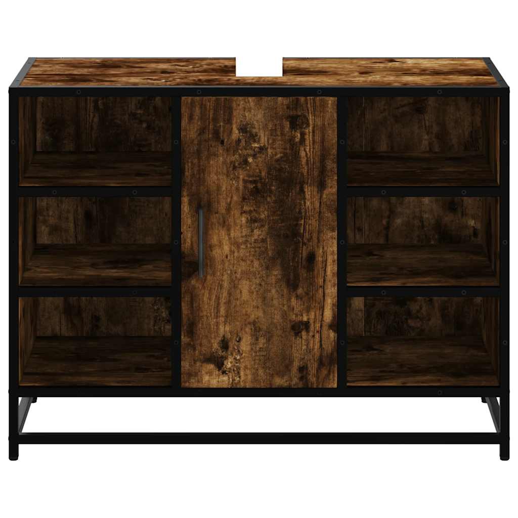 vidaXL Szafka pod umywalkę przydymiony dąb, 80x33x60 cm