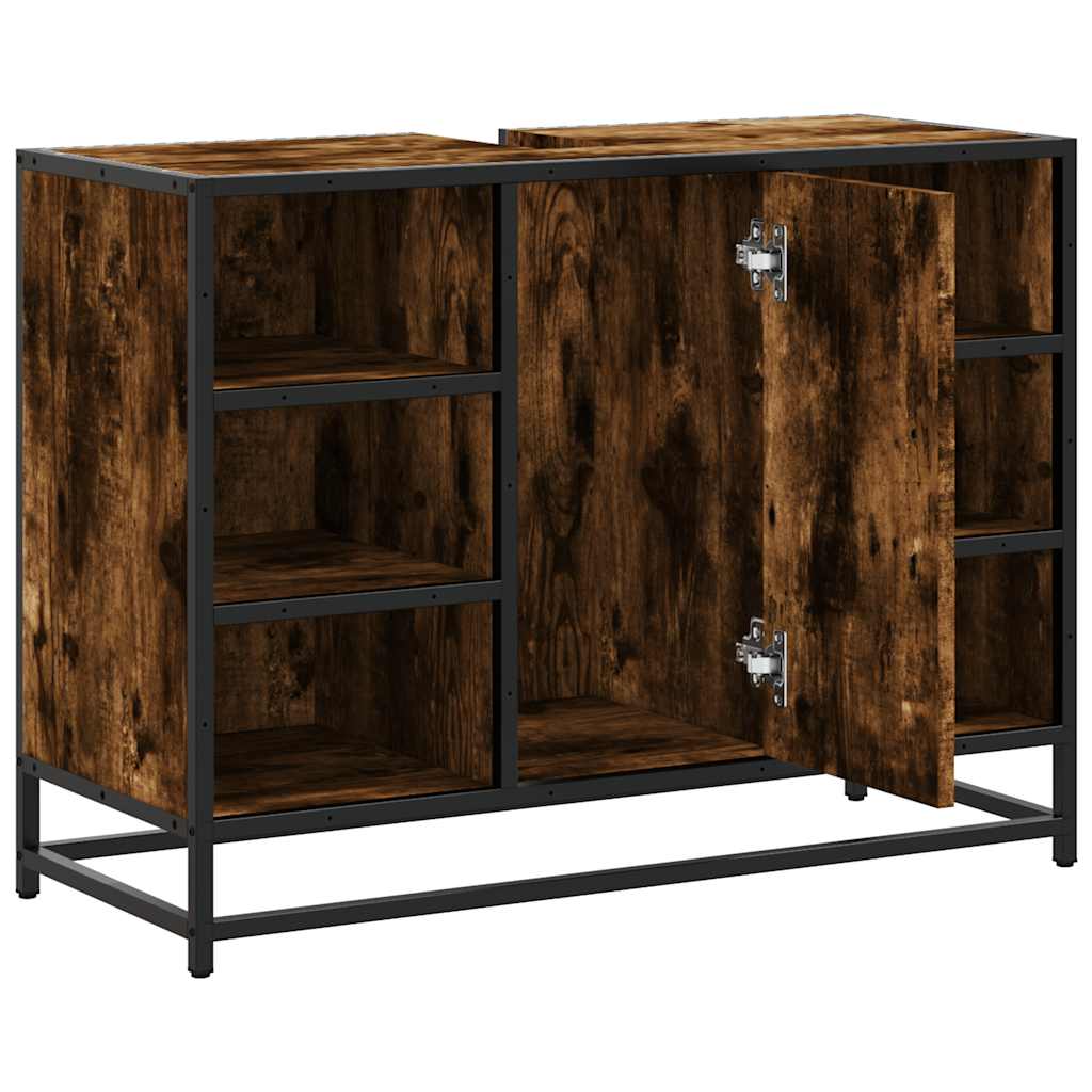 vidaXL Szafka pod umywalkę przydymiony dąb, 80x33x60 cm