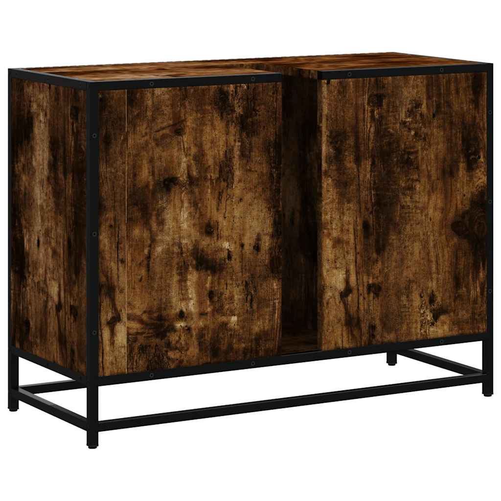vidaXL Szafka pod umywalkę przydymiony dąb, 80x33x60 cm