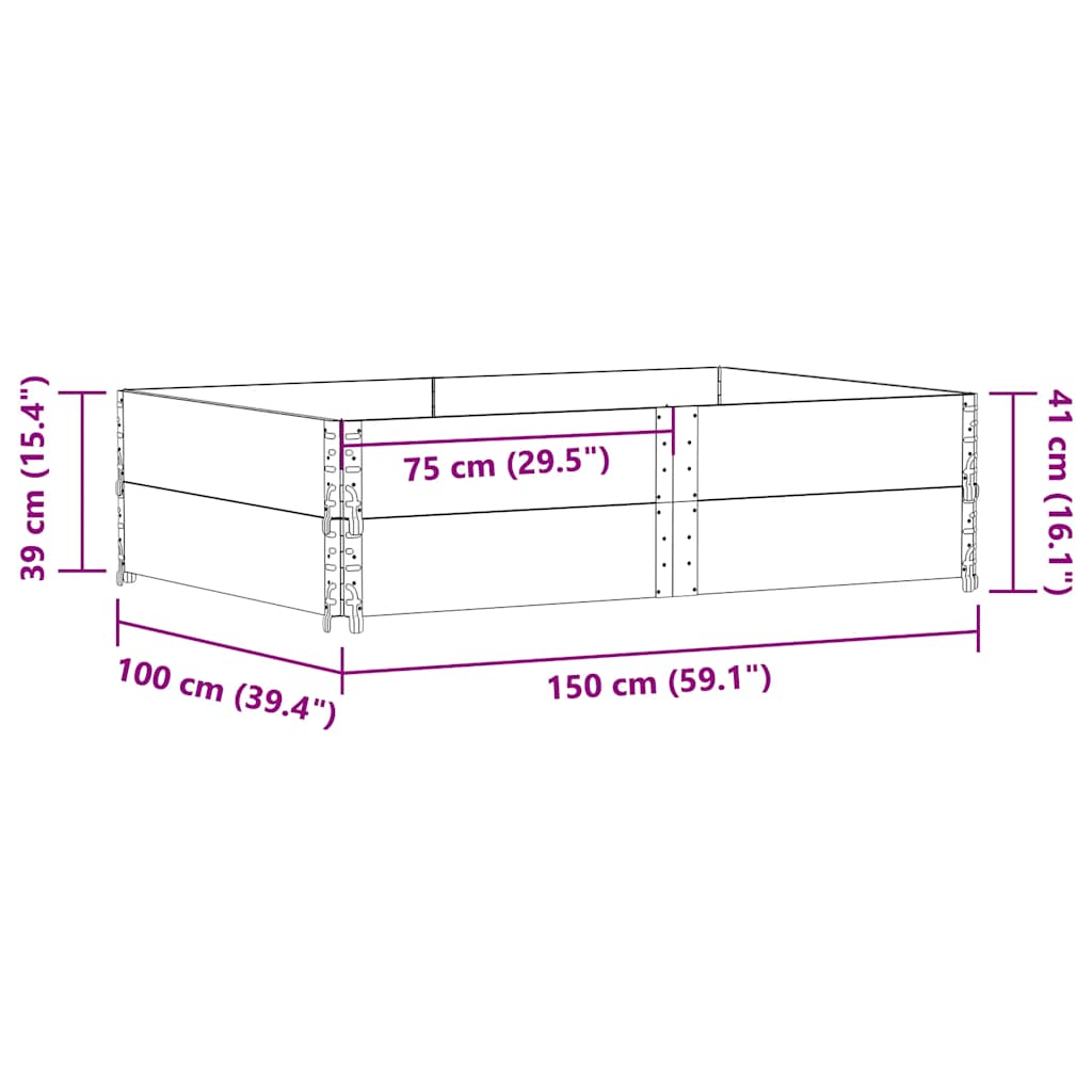 vidaXL Donica ogrodowa, czarna, 150x100 cm, lite drewno sosnowe