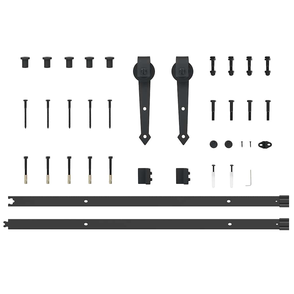 vidaXL System do montażu drzwi przesuwnych, 213,5 cm, stal, czarny