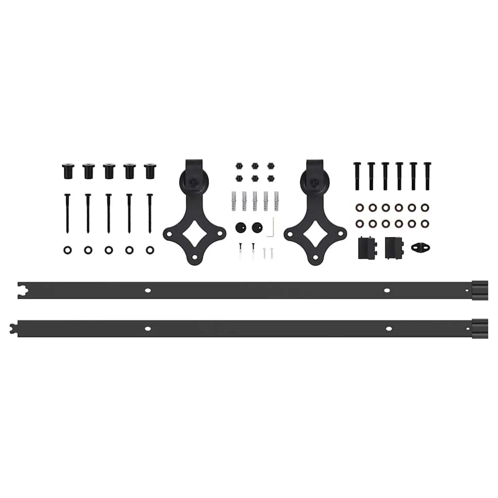 vidaXL System do montażu drzwi przesuwnych, 213,5 cm, stal, czarny