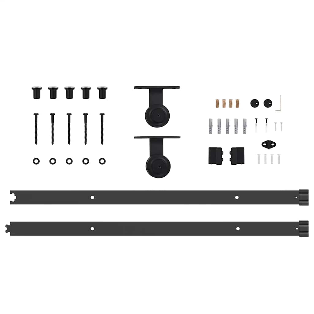 vidaXL System do montażu drzwi przesuwnych, 213,5 cm, stal, czarny