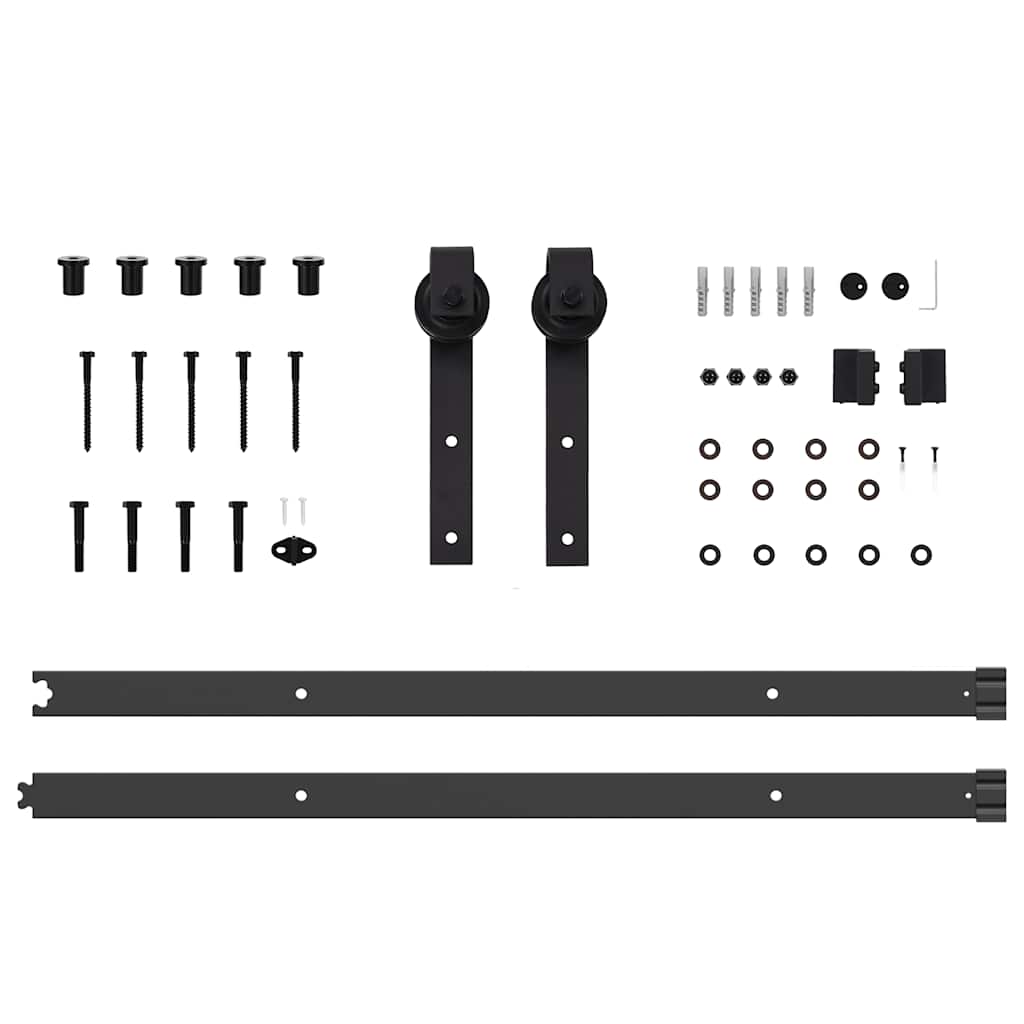 vidaXL System do montażu drzwi przesuwnych, 213,5 cm, stal, czarny
