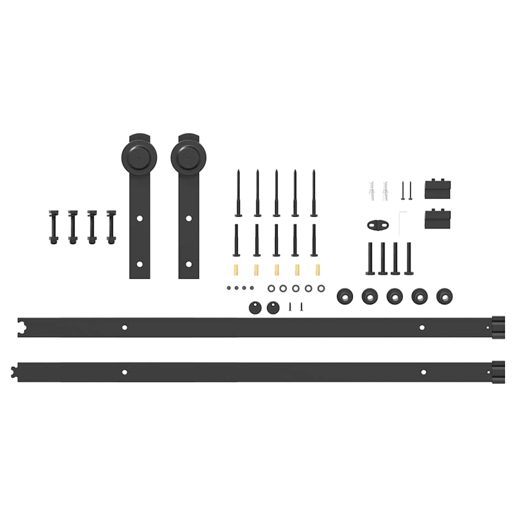 vidaXL System do montażu drzwi przesuwnych, 213,5 cm, stal, czarny