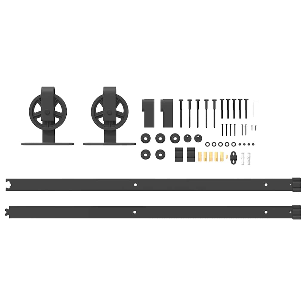 vidaXL System do montażu drzwi przesuwnych, 183 cm, stal, czarny