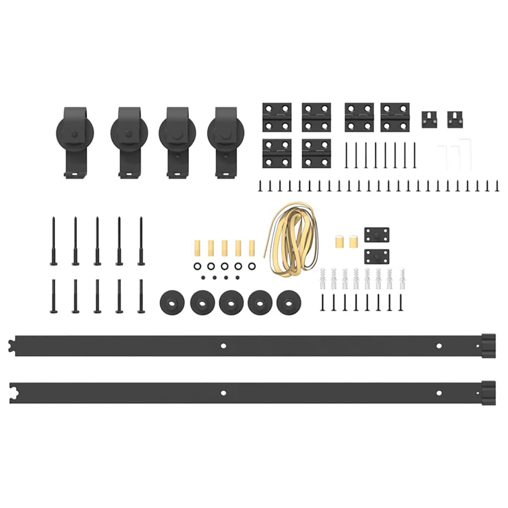 vidaXL System do montażu drzwi przesuwnych, 183 cm, stal, czarny