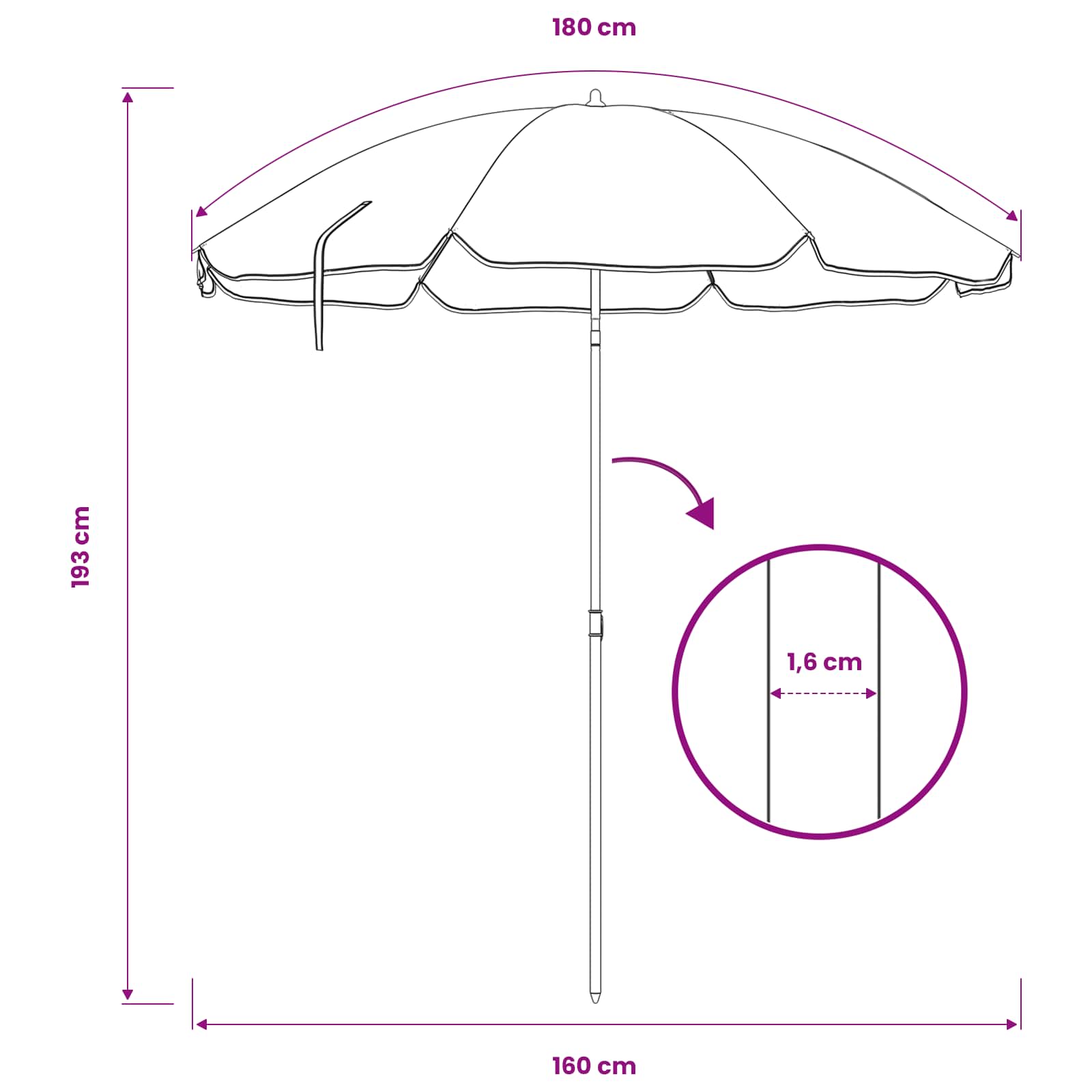 vidaXL Parasolka ogrodowa Poliester 170T Moro