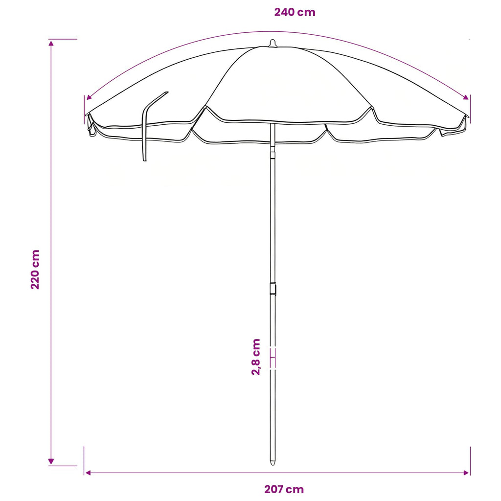 vidaXL Parasolka ogrodowa 240 cm Poliester 170T Moro