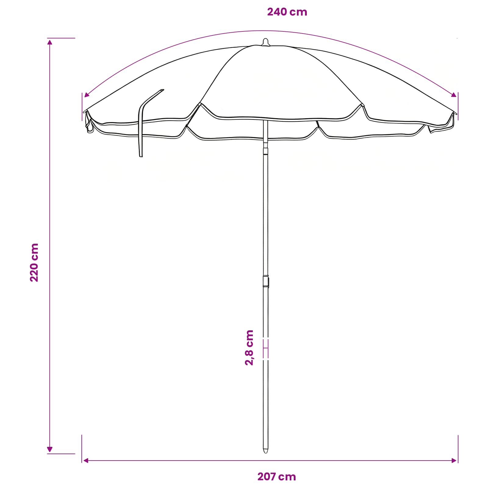 vidaXL Parasolka ogrodowa 240 cm Poliester 170T Moro