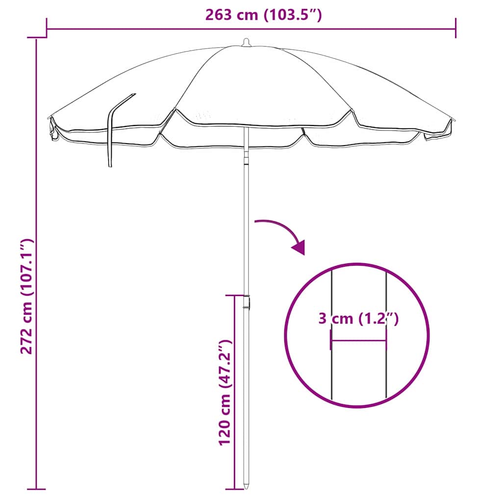 vidaXL Parasolka ogrodowa 263 x 263 x 272 cm Poliester 170T