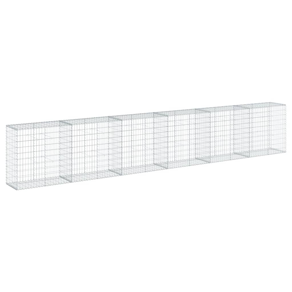 vidaXL Kosz gabionowy z pokrywą, 600x50x100 cm, galwanizowane żelazo