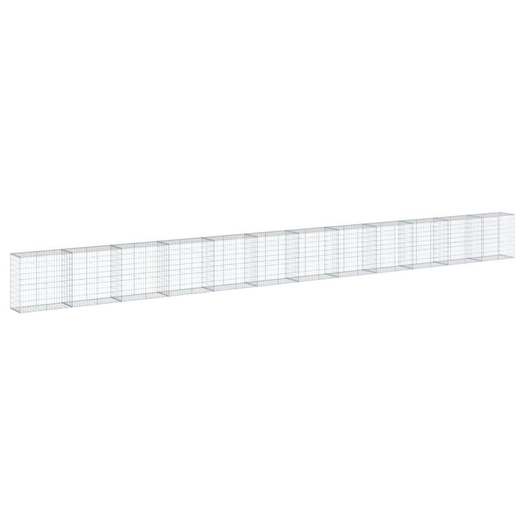 vidaXL Kosz gabionowy z pokrywą, 1200x50x100 cm, galwanizowane żelazo