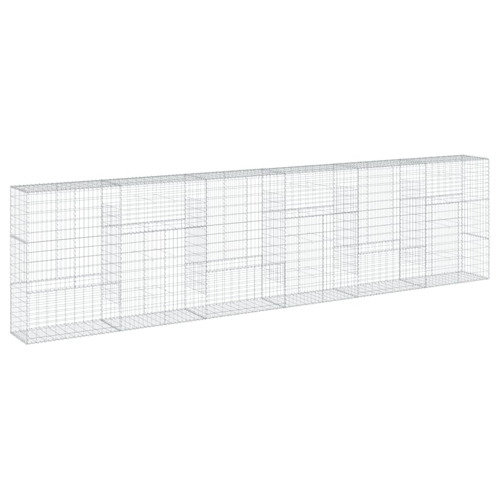 vidaXL Kosz gabionowy z pokrywą, 600x50x150 cm, galwanizowane żelazo