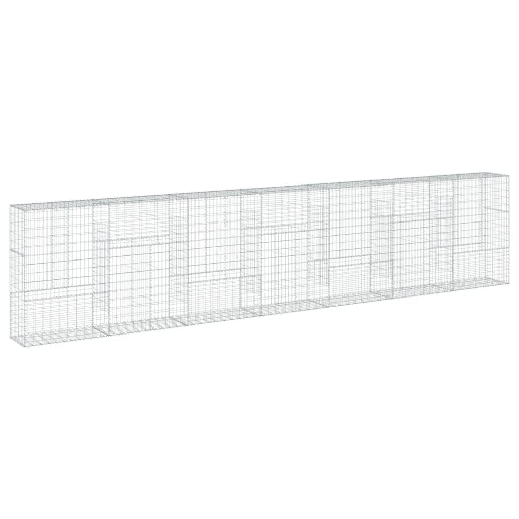 vidaXL Kosz gabionowy z pokrywą, 700x50x150 cm, galwanizowane żelazo