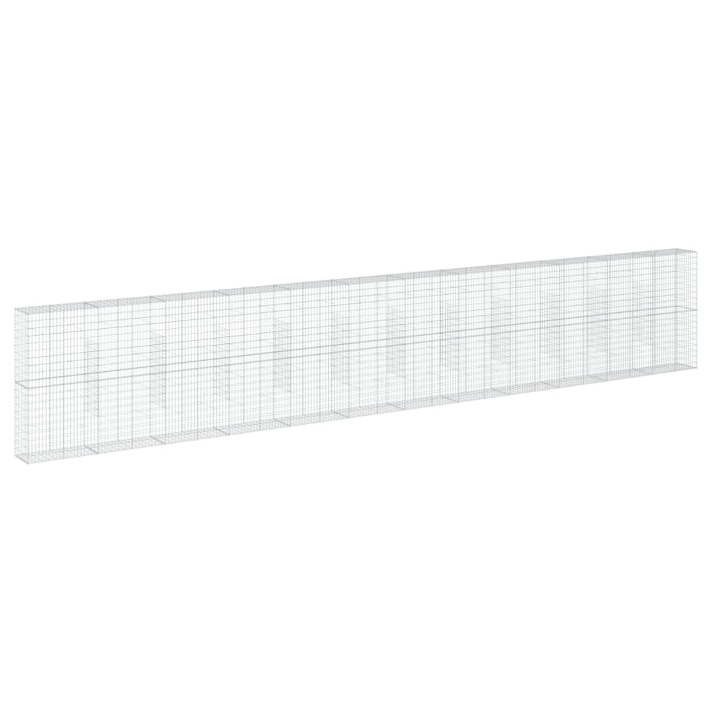 vidaXL Kosz gabionowy z pokrywą, 1200x50x200 cm, galwanizowane żelazo