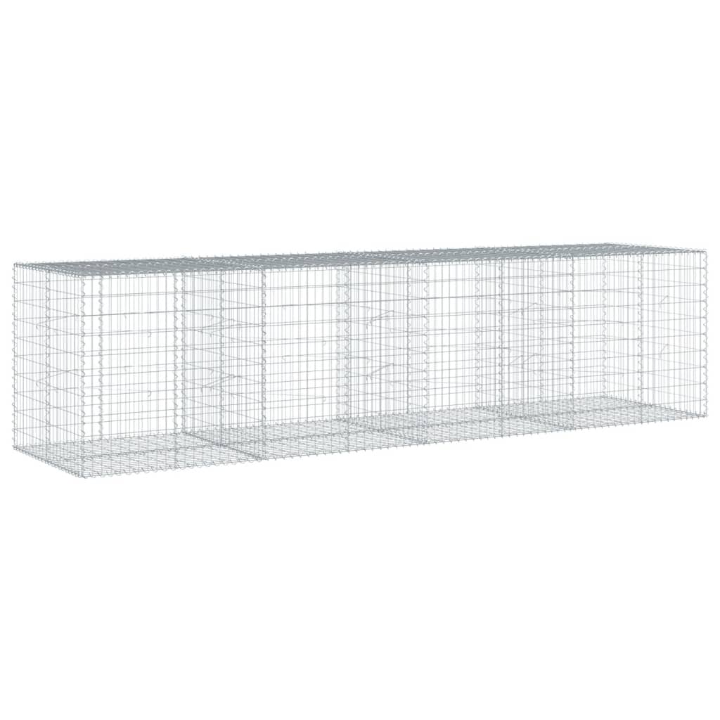 vidaXL Kosz gabionowy z pokrywą, 400x100x100 cm, galwanizowane żelazo