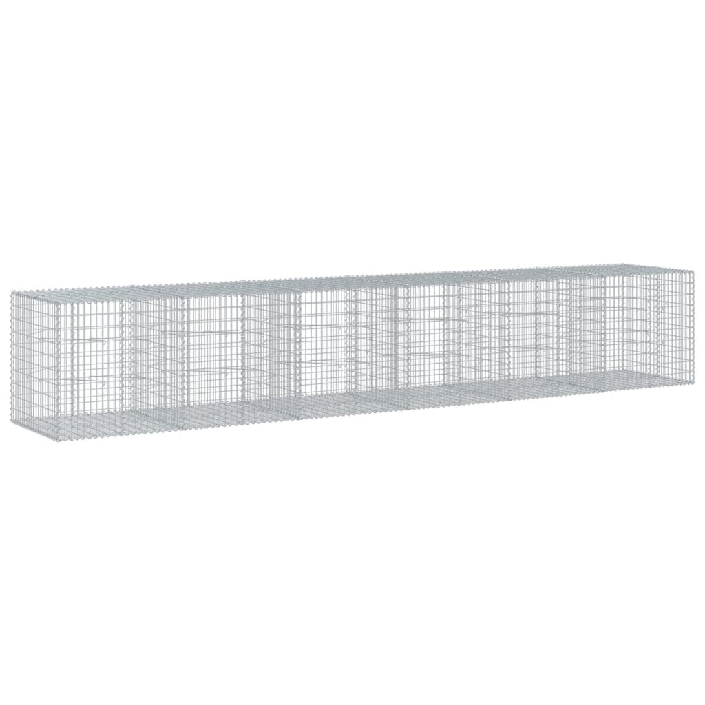 vidaXL Kosz gabionowy z pokrywą, 600x100x100 cm, galwanizowane żelazo